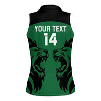 Custom Kenya Rugby Women Sleeveless Polo Shirt 2024 Go Champions Simbas - Green - Wonder Print Shop