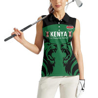 Custom Kenya Rugby Women Sleeveless Polo Shirt 2024 Go Champions Simbas - Green - Wonder Print Shop
