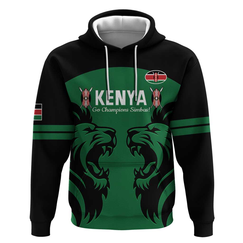 Custom Kenya Rugby Zip Hoodie 2024 Go Champions Simbas - Green - Wonder Print Shop
