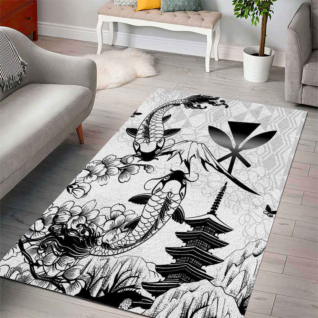 Japan And Hawaii Area Rug Sakura Koi Fish Hawaiian Lei Kanaka - Wonder Print Shop