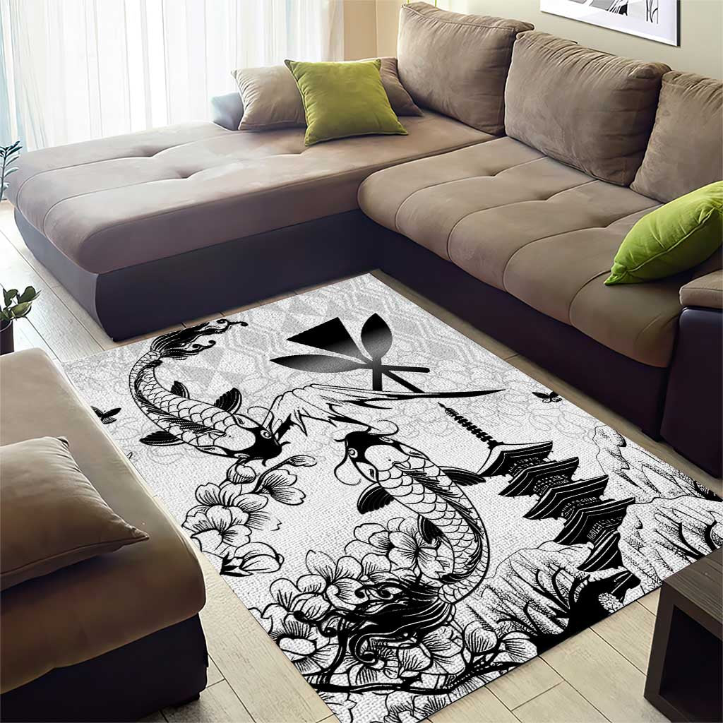 Japan And Hawaii Area Rug Sakura Koi Fish Hawaiian Lei Kanaka - Wonder Print Shop