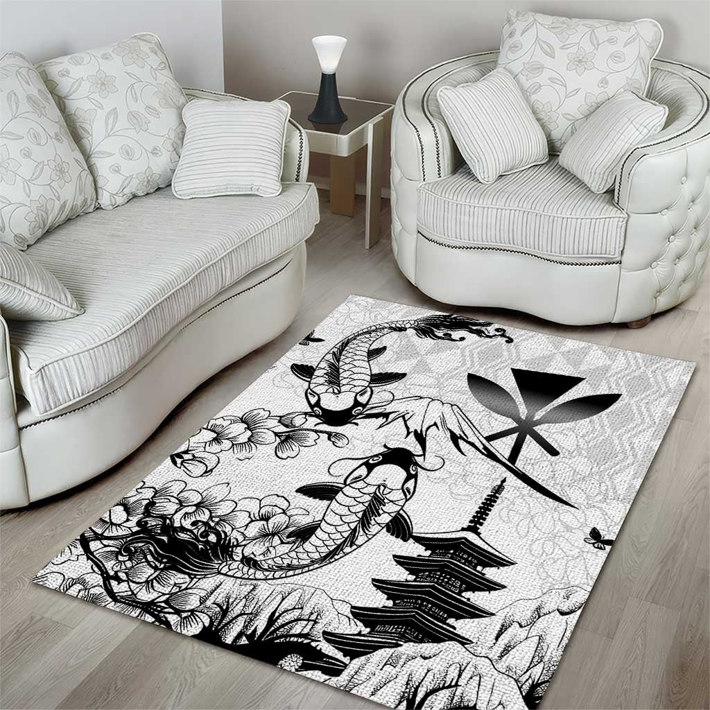 Japan And Hawaii Area Rug Sakura Koi Fish Hawaiian Lei Kanaka - Wonder Print Shop