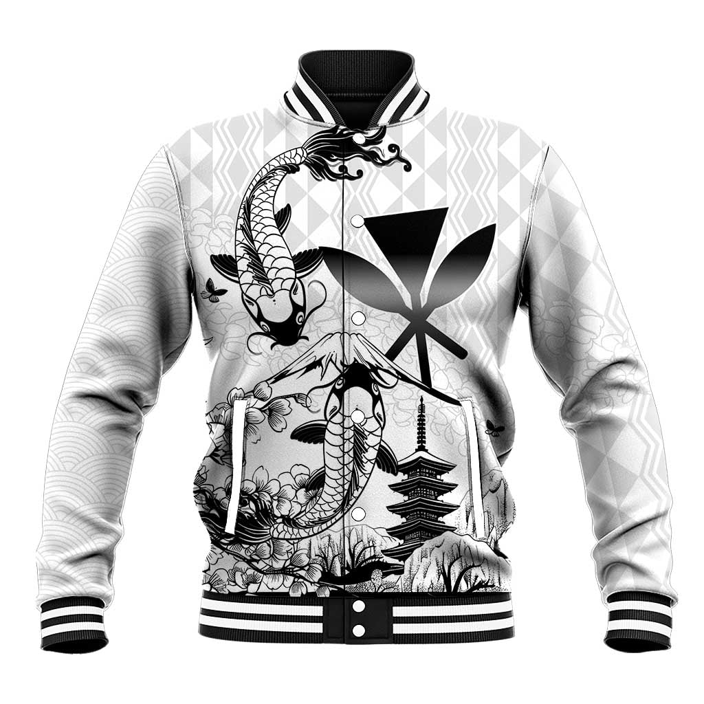 Japan And Hawaii Baseball Jacket Sakura Koi Fish Hawaiian Lei Kanaka - Wonder Print Shop