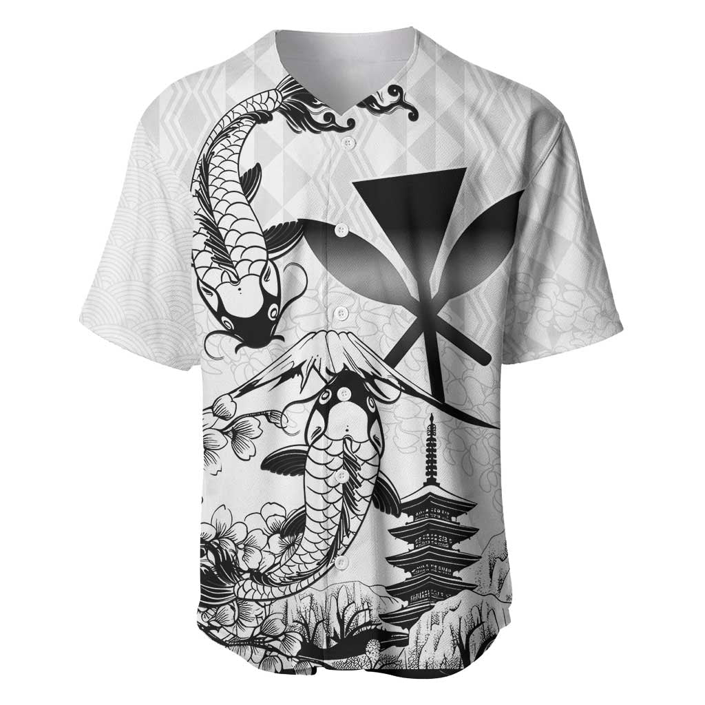 Japan And Hawaii Baseball Jersey Sakura Koi Fish Hawaiian Lei Kanaka - Wonder Print Shop