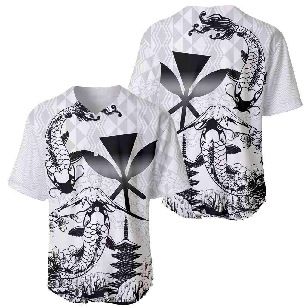 Japan And Hawaii Baseball Jersey Sakura Koi Fish Hawaiian Lei Kanaka - Wonder Print Shop
