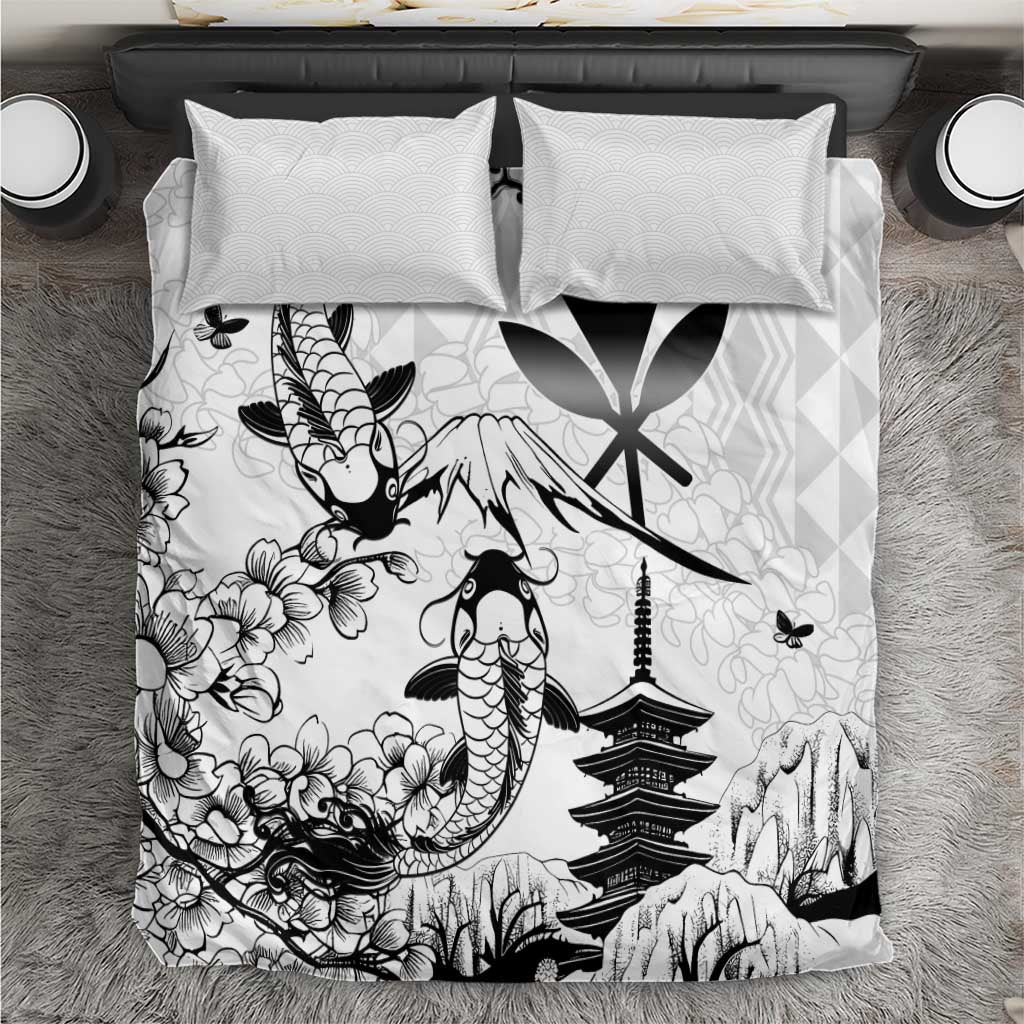 Japan And Hawaii Bedding Set Sakura Koi Fish Hawaiian Lei Kanaka - Wonder Print Shop