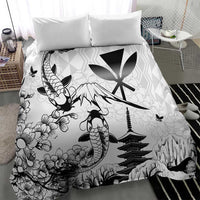 Japan And Hawaii Bedding Set Sakura Koi Fish Hawaiian Lei Kanaka - Wonder Print Shop