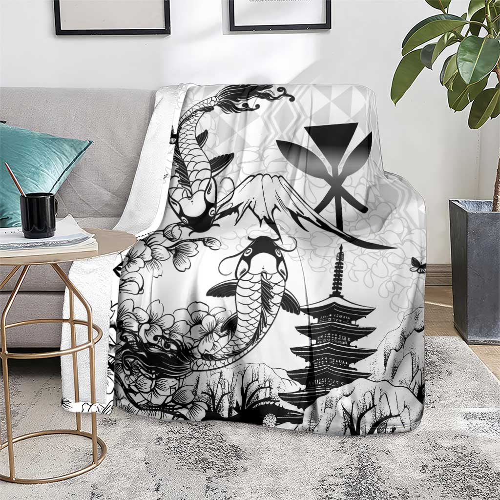 Japan And Hawaii Blanket Sakura Koi Fish Hawaiian Lei Kanaka - Wonder Print Shop
