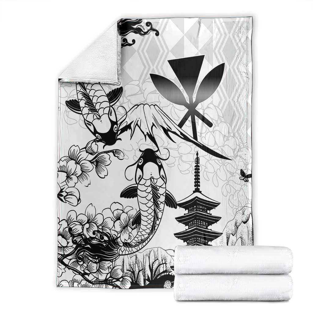Japan And Hawaii Blanket Sakura Koi Fish Hawaiian Lei Kanaka - Wonder Print Shop