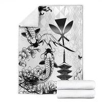 Japan And Hawaii Blanket Sakura Koi Fish Hawaiian Lei Kanaka - Wonder Print Shop