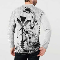 Japan And Hawaii Button Sweatshirt Sakura Koi Fish Hawaiian Lei Kanaka - Wonder Print Shop