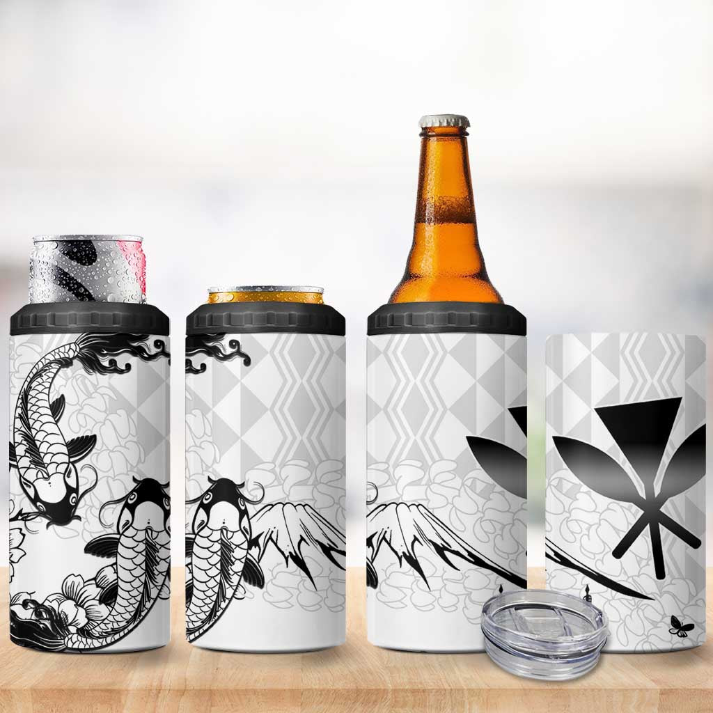 Japan And Hawaii 4 in 1 Can Cooler Tumbler Sakura Koi Fish Hawaiian Lei Kanaka - Wonder Print Shop