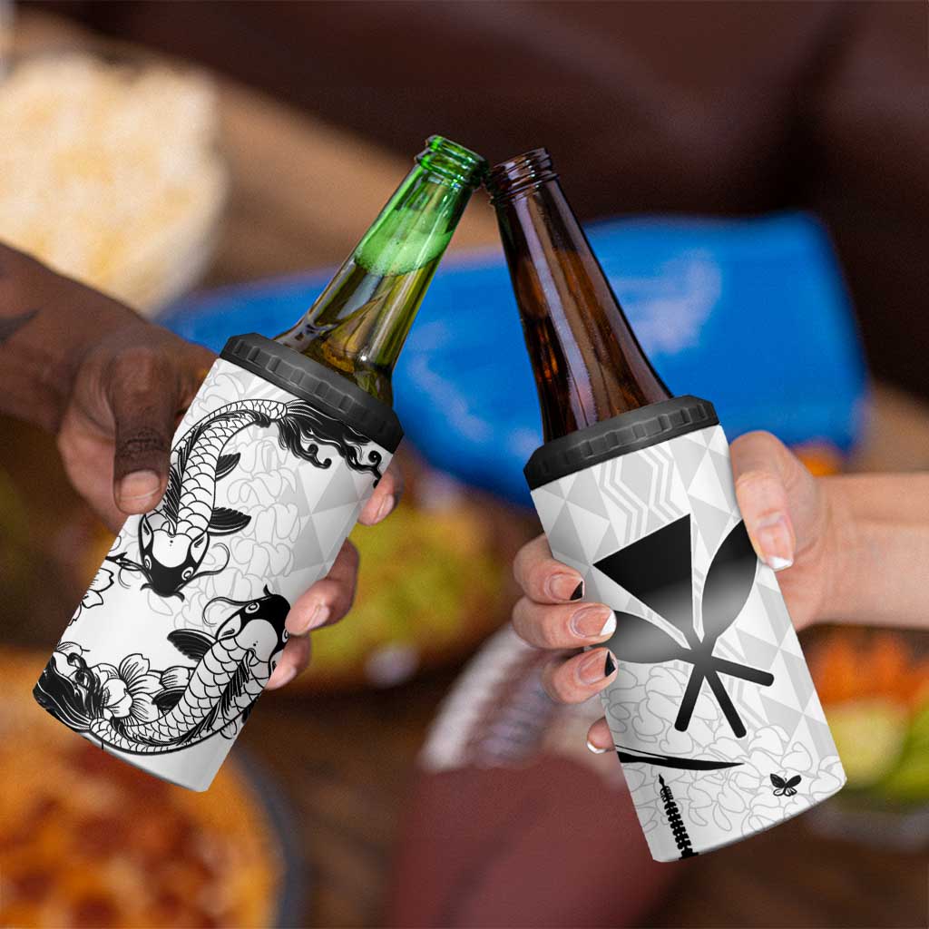 Japan And Hawaii 4 in 1 Can Cooler Tumbler Sakura Koi Fish Hawaiian Lei Kanaka - Wonder Print Shop