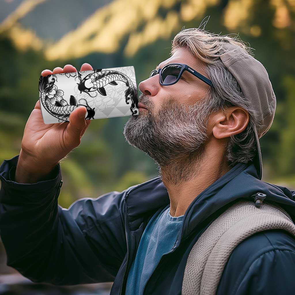 Japan And Hawaii 4 in 1 Can Cooler Tumbler Sakura Koi Fish Hawaiian Lei Kanaka - Wonder Print Shop