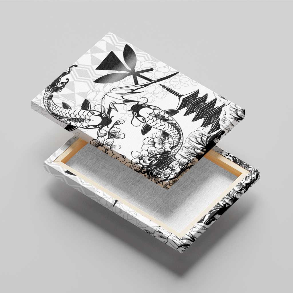 Japan And Hawaii Canvas Wall Art Sakura Koi Fish Hawaiian Lei Kanaka - Wonder Print Shop