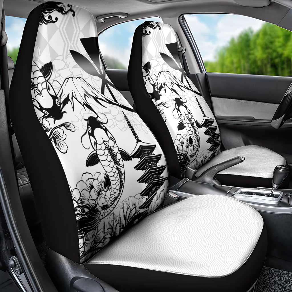 Japan And Hawaii Car Seat Cover Sakura Koi Fish Hawaiian Lei Kanaka - Wonder Print Shop