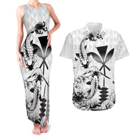 Japan And Hawaii Couples Matching Tank Maxi Dress and Hawaiian Shirt Sakura Koi Fish Hawaiian Lei Kanaka - Wonder Print Shop