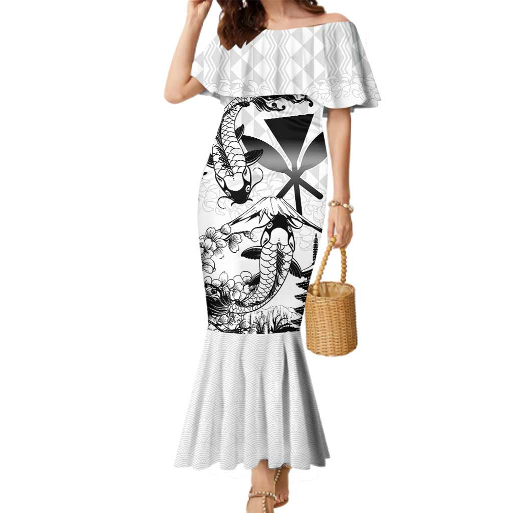 Japan And Hawaii Family Matching Mermaid Dress and Hawaiian Shirt Sakura Koi Fish Hawaiian Lei Kanaka - Wonder Print Shop