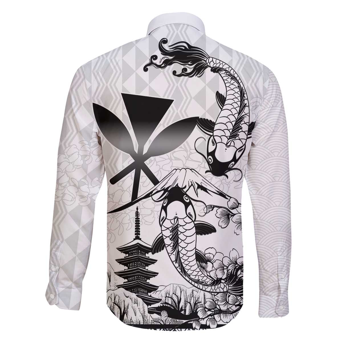 Japan And Hawaii Family Matching Off The Shoulder Long Sleeve Dress and Hawaiian Shirt Sakura Koi Fish Hawaiian Lei Kanaka - Wonder Print Shop