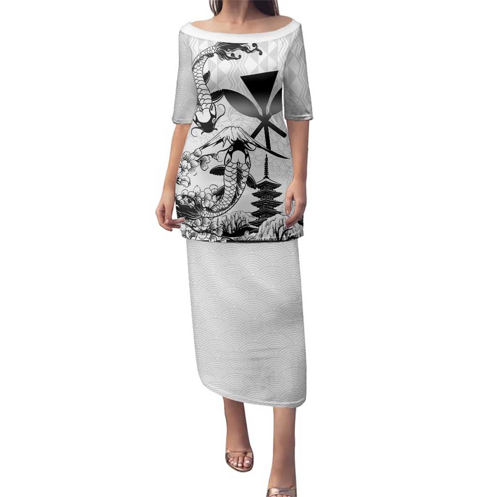 Japan And Hawaii Family Matching Puletasi and Hawaiian Shirt Sakura Koi Fish Hawaiian Lei Kanaka - Wonder Print Shop