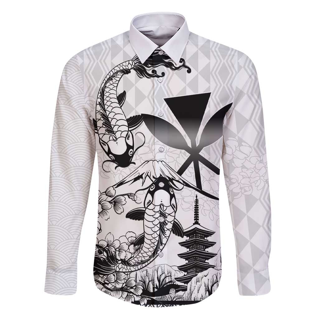 Japan And Hawaii Family Matching Short Sleeve Bodycon Dress and Hawaiian Shirt Sakura Koi Fish Hawaiian Lei Kanaka - Wonder Print Shop