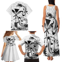 Japan And Hawaii Family Matching Tank Maxi Dress and Hawaiian Shirt Sakura Koi Fish Hawaiian Lei Kanaka - Wonder Print Shop