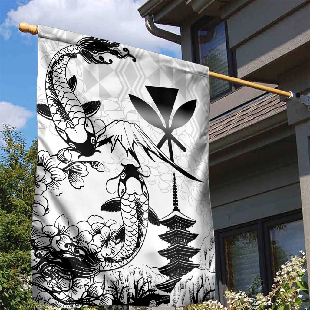 Japan And Hawaii Garden Flag Sakura Koi Fish Hawaiian Lei Kanaka - Wonder Print Shop