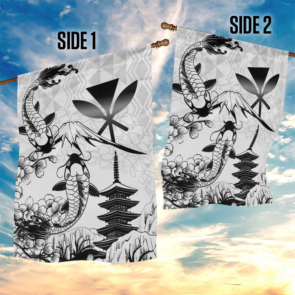 Japan And Hawaii Garden Flag Sakura Koi Fish Hawaiian Lei Kanaka - Wonder Print Shop