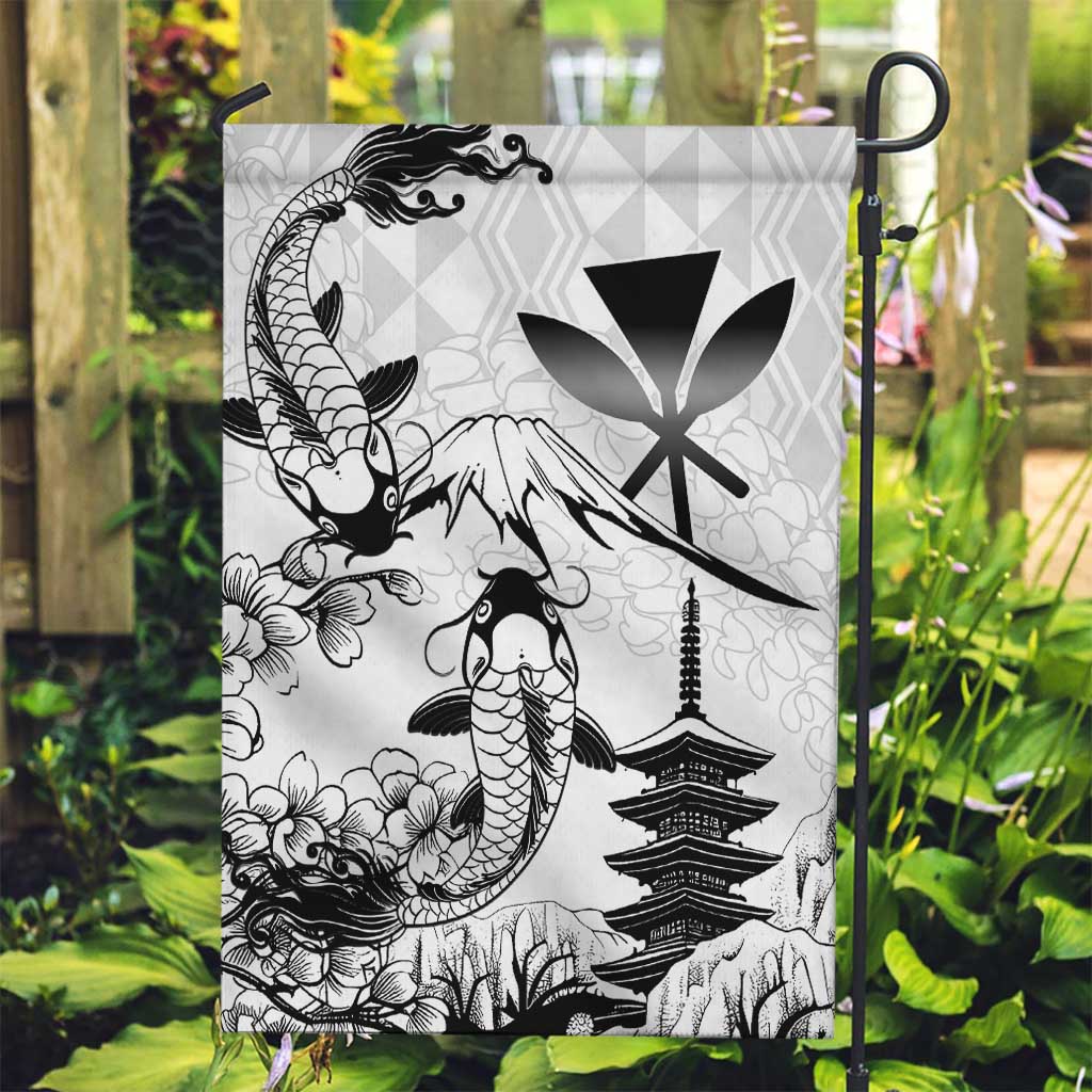 Japan And Hawaii Garden Flag Sakura Koi Fish Hawaiian Lei Kanaka - Wonder Print Shop