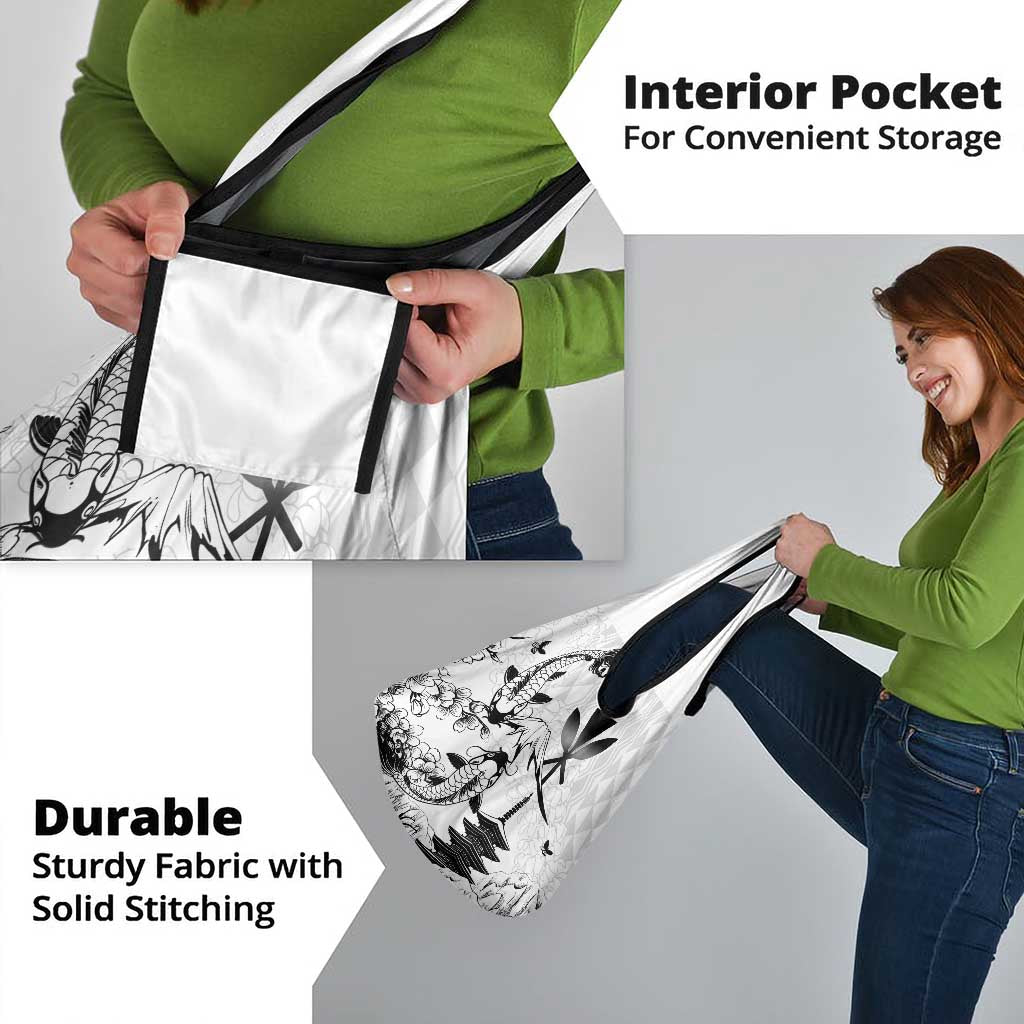 Japan And Hawaii Grocery Bag Sakura Koi Fish Hawaiian Lei Kanaka - Wonder Print Shop