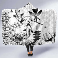 Japan And Hawaii Hooded Blanket Sakura Koi Fish Hawaiian Lei Kanaka - Wonder Print Shop