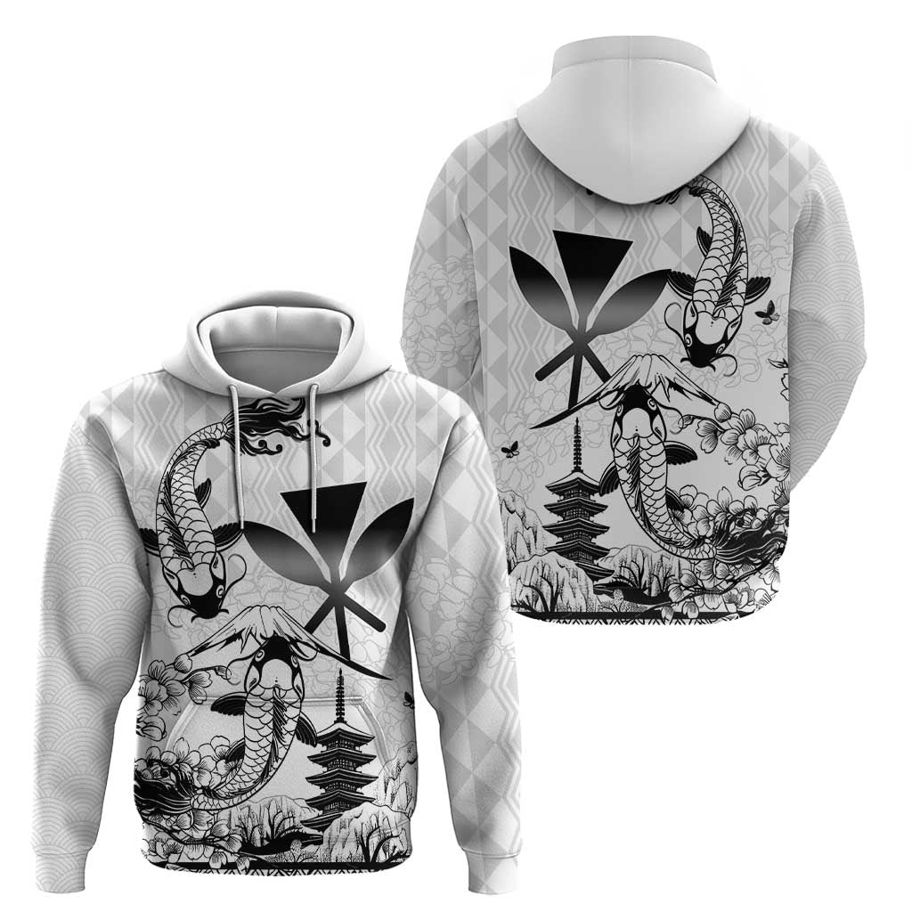Japan And Hawaii Hoodie Sakura Koi Fish Hawaiian Lei Kanaka - Wonder Print Shop