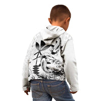 Japan And Hawaii Kid Hoodie Sakura Koi Fish Hawaiian Lei Kanaka - Wonder Print Shop