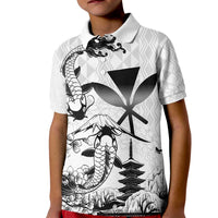 Japan And Hawaii Kid Polo Shirt Sakura Koi Fish Hawaiian Lei Kanaka - Wonder Print Shop