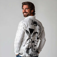 Japan And Hawaii Long Sleeve Polo Shirt Sakura Koi Fish Hawaiian Lei Kanaka - Wonder Print Shop