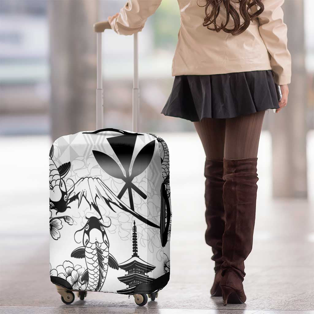 Japan And Hawaii Luggage Cover Sakura Koi Fish Hawaiian Lei Kanaka - Wonder Print Shop