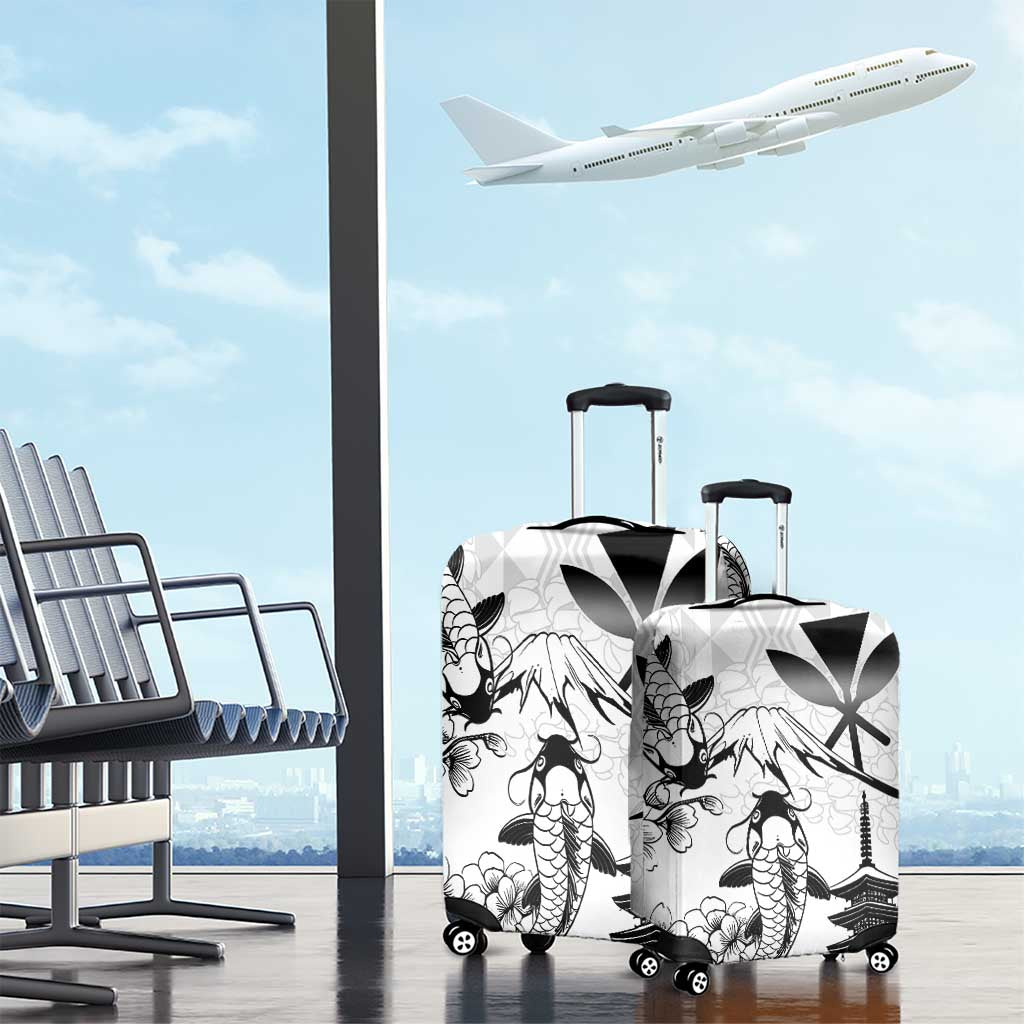 Japan And Hawaii Luggage Cover Sakura Koi Fish Hawaiian Lei Kanaka - Wonder Print Shop