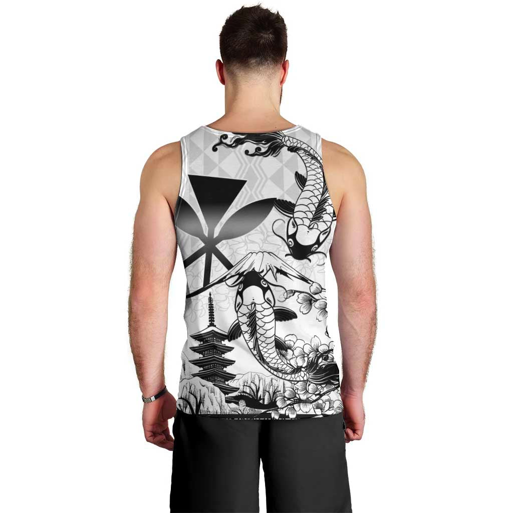 Japan And Hawaii Men Tank Top Sakura Koi Fish Hawaiian Lei Kanaka - Wonder Print Shop
