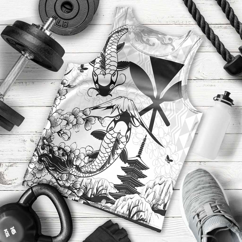 Japan And Hawaii Men Tank Top Sakura Koi Fish Hawaiian Lei Kanaka - Wonder Print Shop