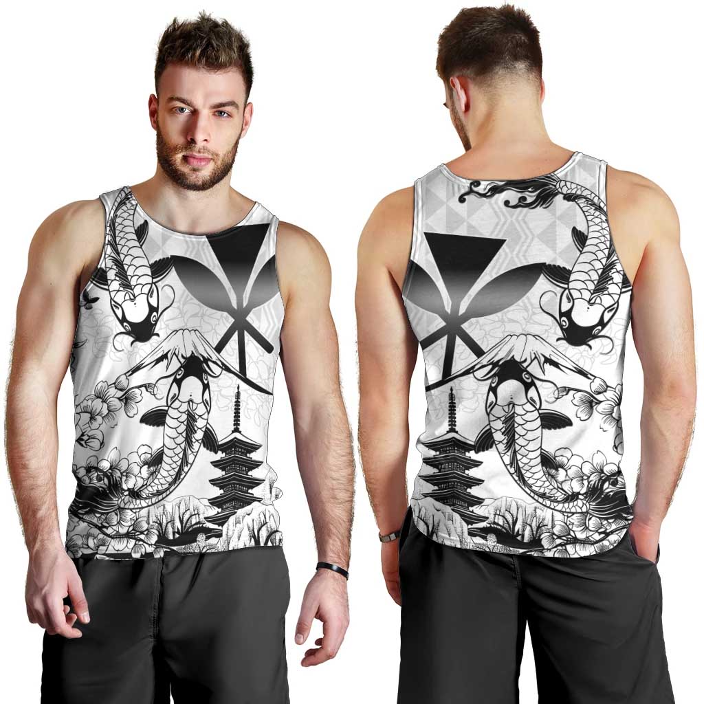 Japan And Hawaii Men Tank Top Sakura Koi Fish Hawaiian Lei Kanaka - Wonder Print Shop