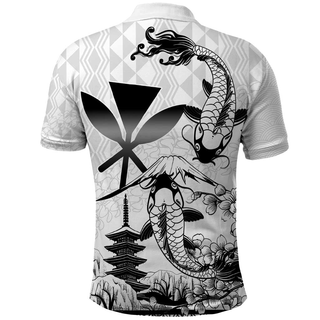 Japan And Hawaii Polo Shirt Sakura Koi Fish Hawaiian Lei Kanaka - Wonder Print Shop