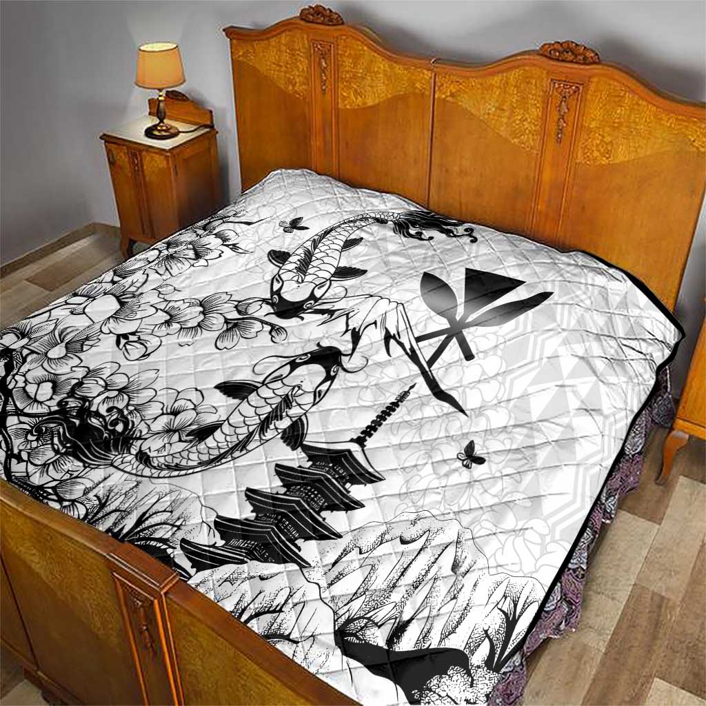 Japan And Hawaii Quilt Sakura Koi Fish Hawaiian Lei Kanaka - Wonder Print Shop