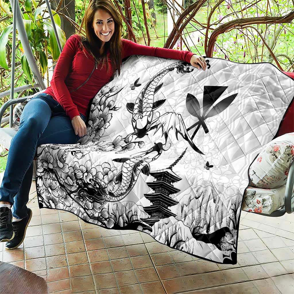 Japan And Hawaii Quilt Sakura Koi Fish Hawaiian Lei Kanaka - Wonder Print Shop