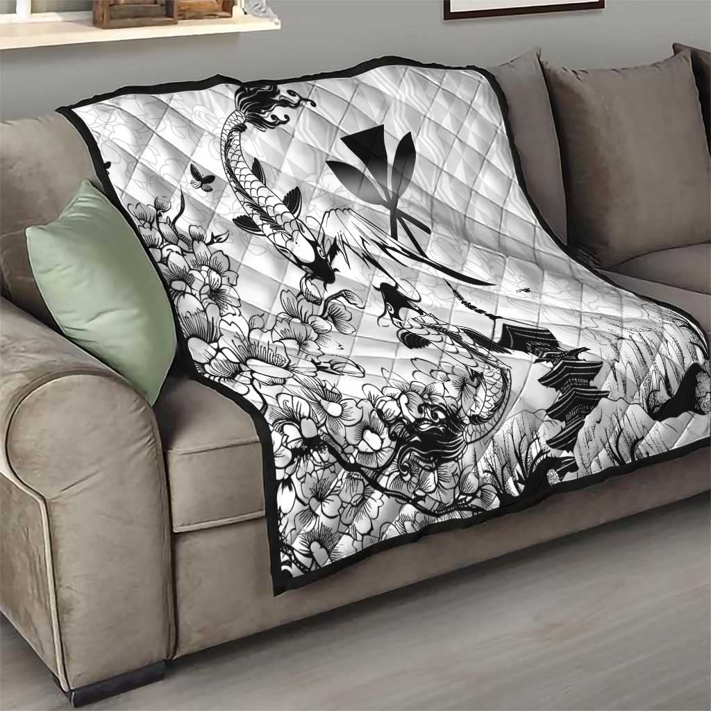 Japan And Hawaii Quilt Sakura Koi Fish Hawaiian Lei Kanaka - Wonder Print Shop