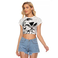 Japan And Hawaii Raglan Cropped T Shirt Sakura Koi Fish Hawaiian Lei Kanaka - Wonder Print Shop