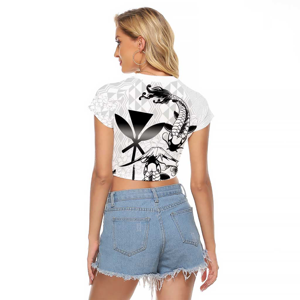 Japan And Hawaii Raglan Cropped T Shirt Sakura Koi Fish Hawaiian Lei Kanaka - Wonder Print Shop