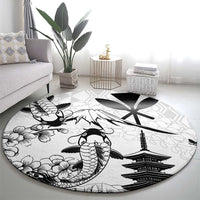 Japan And Hawaii Round Carpet Sakura Koi Fish Hawaiian Lei Kanaka - Wonder Print Shop