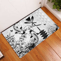 Japan And Hawaii Rubber Doormat Sakura Koi Fish Hawaiian Lei Kanaka - Wonder Print Shop