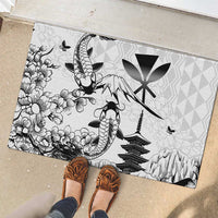 Japan And Hawaii Rubber Doormat Sakura Koi Fish Hawaiian Lei Kanaka - Wonder Print Shop