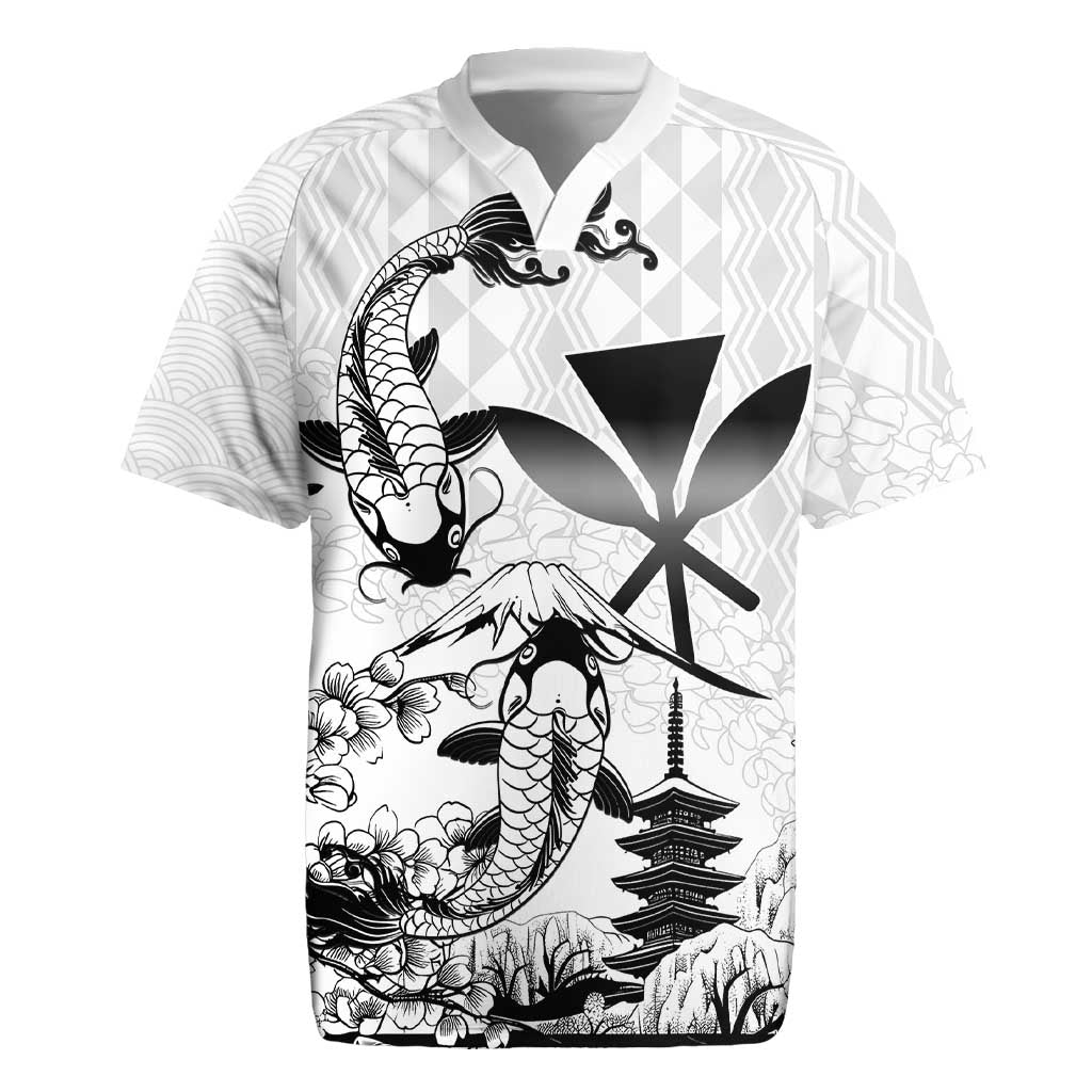 Japan And Hawaii Rugby Jersey Sakura Koi Fish Hawaiian Lei Kanaka - Wonder Print Shop